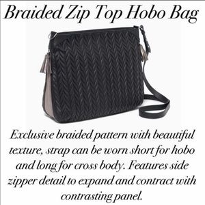 Stella and Dot Braided zip top hobo bag